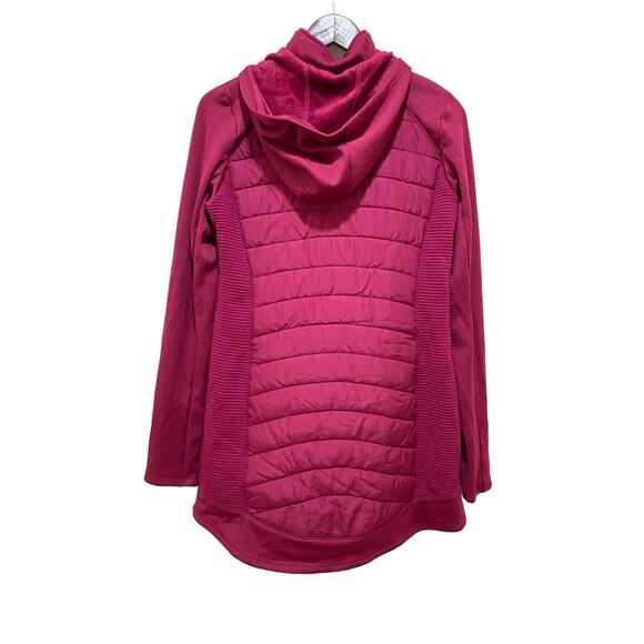 Tek Gear Quilted Long Mixed Media Jacket Midweight Full Zip Hooded Size M - Picture 5 of 12